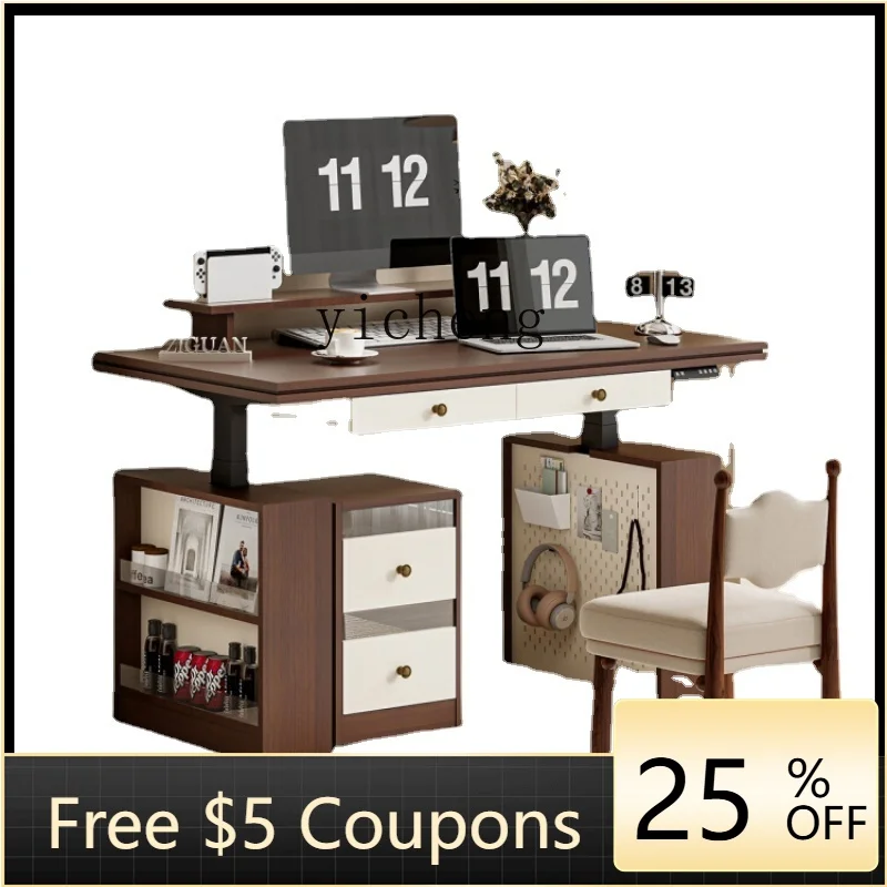 

ZZf Electric Lifting Desk Multifunctional Standing Workbench with Storage Cabinet Middle and Ancient