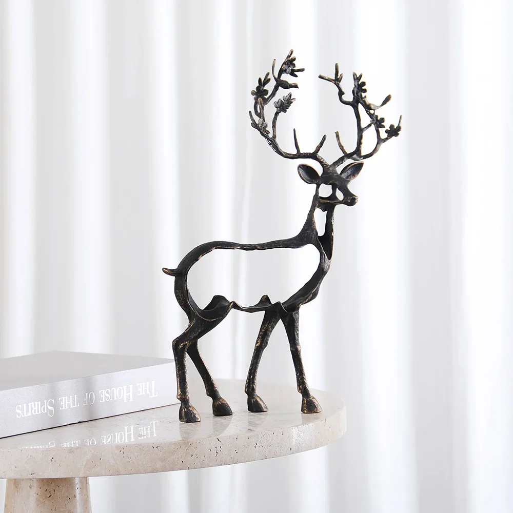

л # Роскошное украшение дома на заказ, металлическая литая скульптура, ТВ-стол, скульптура животного оленя, ручная работа, домашний декор для полки