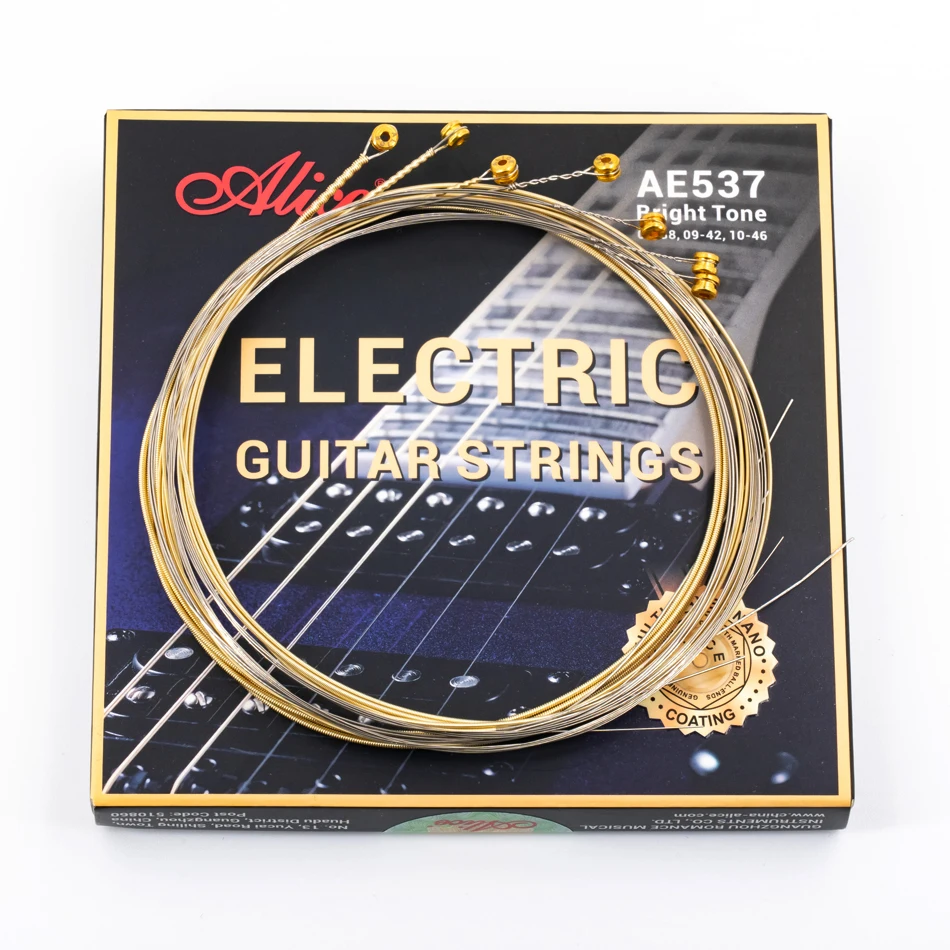 Alice AE537 Electric Guitar Strings Brass Color Plated Alloy Winding Hexagonal High-carbon Steel Core Performance Strings
