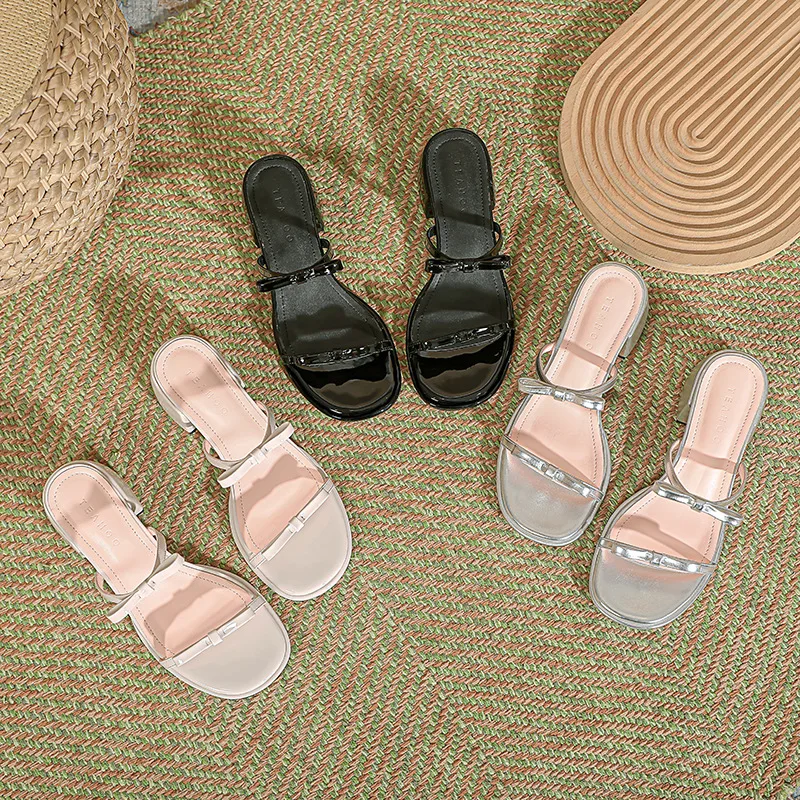 

Женские туфли на низком каблуке, серебристые туфли с бантом-бабочкой на среднем квадратном каблуке, новинка 2024