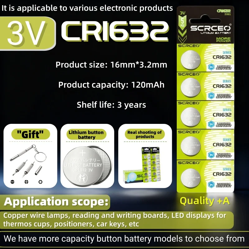 

CR1632 Button Battery DL1632/BR1632/LM1632/ECR1632 - 3-volt Lithium-manganese Battery for Watches, Car Remote Controls and Toys