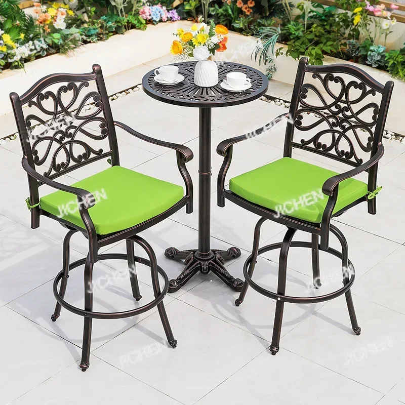 

HZ Outdoor Dining Table And Chairs Swivel Chairs Commercial Street Milk Tea Shop Hotel Open-air Cast Aluminum Tables And Chairs