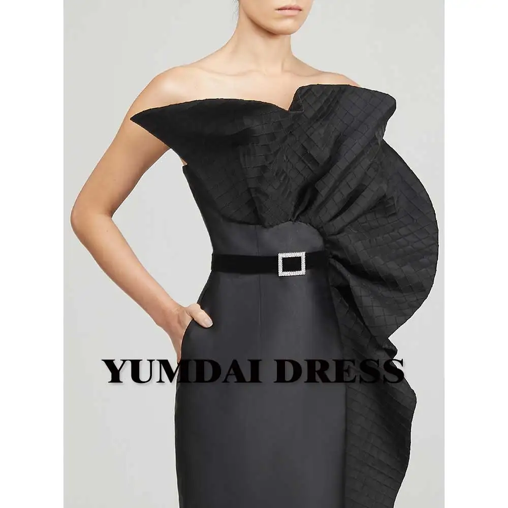 YUMDAI Scan-neck Strapless Black Cocktail Party Gorgeous Celebrity Evening Formal Dress Sexy Cotillion Dress Elegant Mom Dress