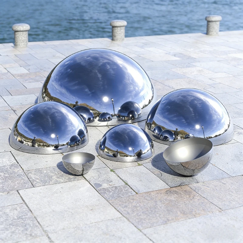 304 Stainless Steel Decorative Ball Hollow Hemispheres Diameter 16-450mmThickness 1mm half sphere Mirror Finish for Garden Decor