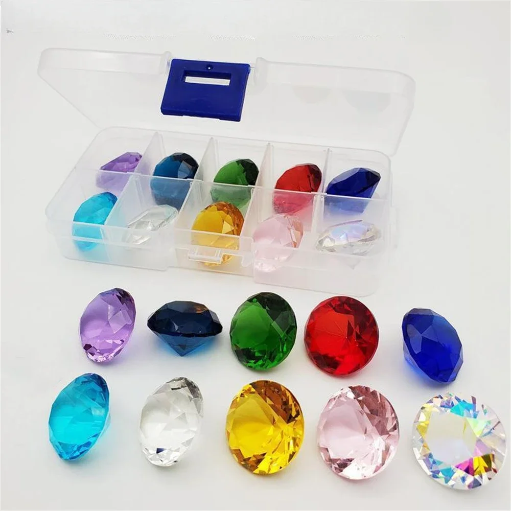 25mm K9 Crystal Diamond 10 Colors Glass Diamonds Box for Paperweight Birthstone Home Decoration Children\'s Day Christmas Gifts