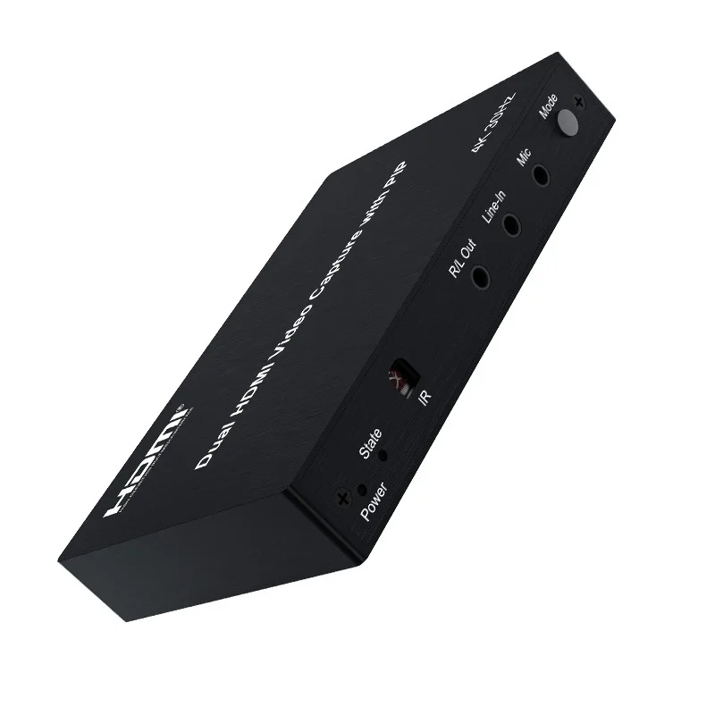 4K 30hz 2 Channel HDMI Video Capture Card with PIP Mic in Line in Audio Mix 2 in 1 Out for Live Streaming Audio Video Recording
