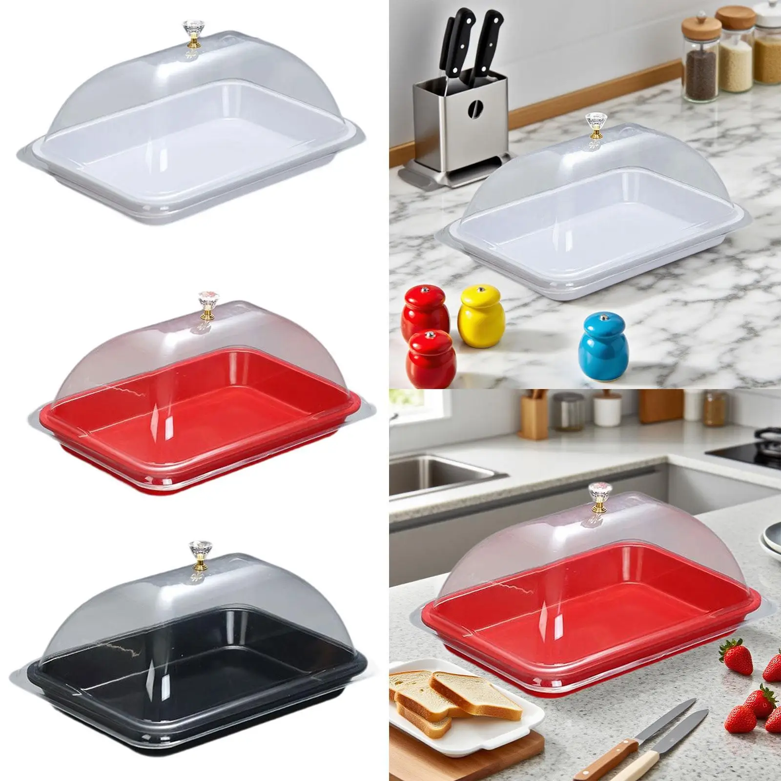

Pastry Dessert Stand with Clear Cover Multifunctional Serving Tray for Kitchen Table Buffet Party Wedding Events