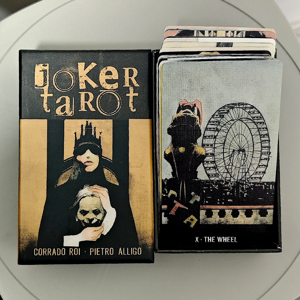 Joker Tarot Deck In Rigid Box 78 Pcs Dark Gothic Tarot Cards Printed on 350GSM Double-embossed Cardstock 12*7cm