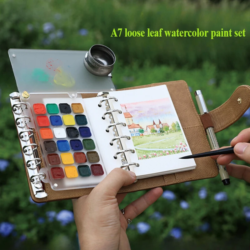 a7-loose-leaf-watercolor-pigment-24-color-solid-watercolor-paint-portable-travel-painting-sketching-color-palette-art-supplies
