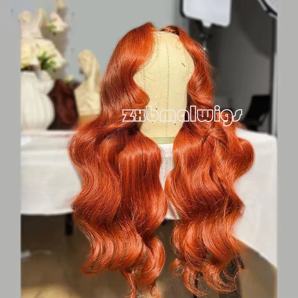 

Синтетические волосы 13X4 Оранжевый Оранжевый Свободные волнистые парики шнурка для женщин Бесклеевой парик фронта шнурка Детские волосы Волнистые волокна Повседневная одежда