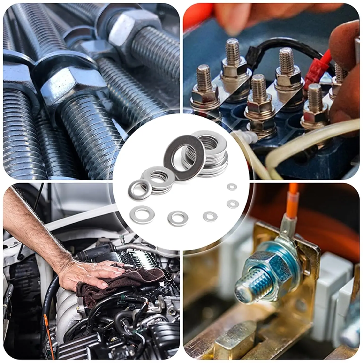 الفولاذ المقاوم للصدأ شقة غسالة مجموعة M2-M16 مسامير المسمار المعدنية O-حلقة ختم غسالات عادي جوانات السحابة الأجهزة تشكيلة أطقم #6