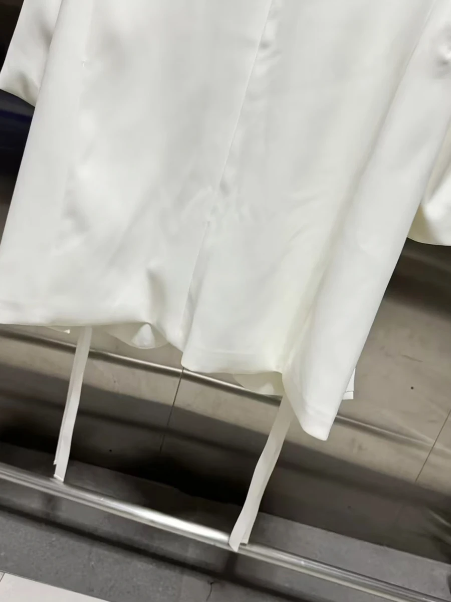 CHICEVER White Spliced Lace Up Chic Jacket Female Lapel Long Sleeve Loose French Design Women's Jackets Autumn Fashion Style New