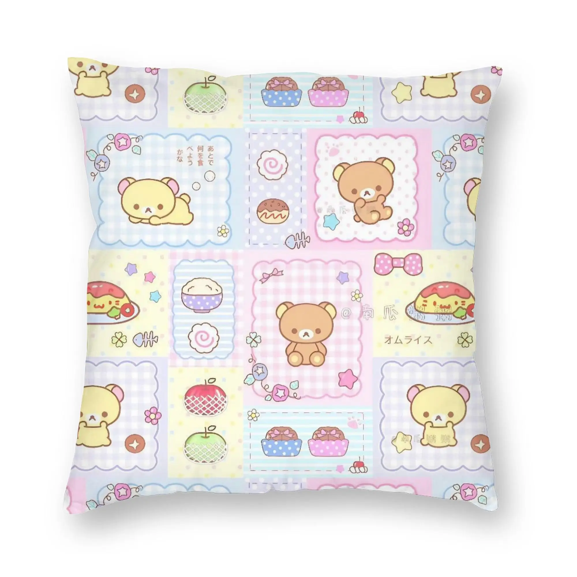 Rilakkumas Kawaii Dessert Pillowcase Double-sided Printing Polyester Cushion Cover Decorative  Pillow Case Cover Home Zipper