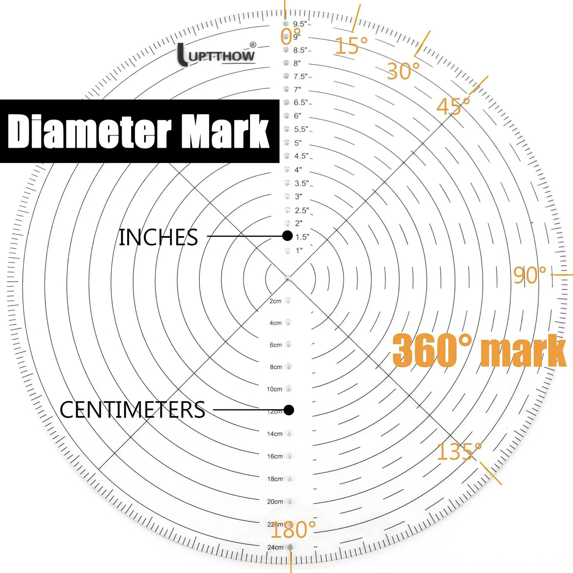 10-inch Round Alignment RulerAcrylic Quilting Template Pattern Finder Measuring Tool for Crafters  Protractor Center Finder