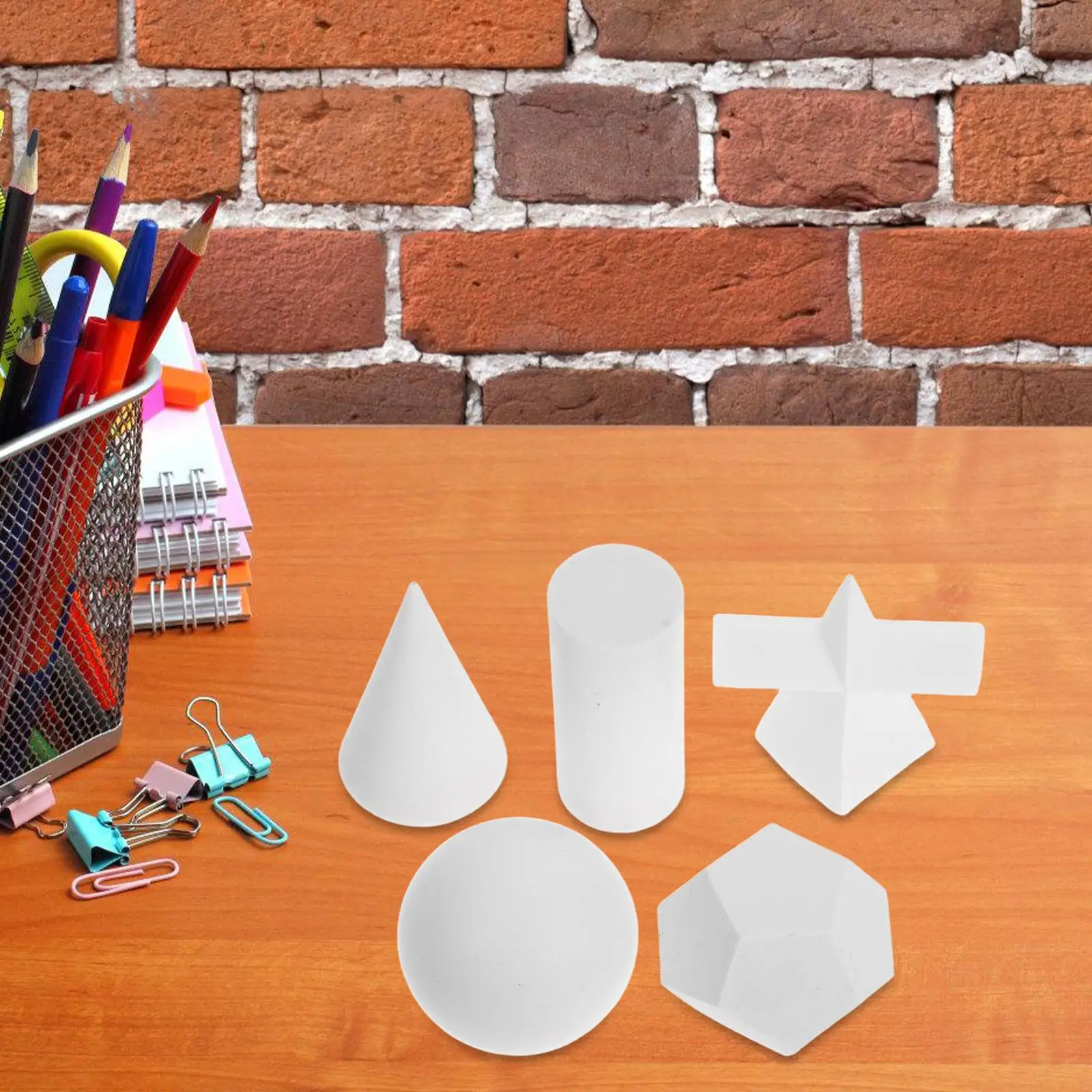 5 Pcs Geometric Ornament Drawing Mold Solids Shape Tool Prop Basic Forms Shapes