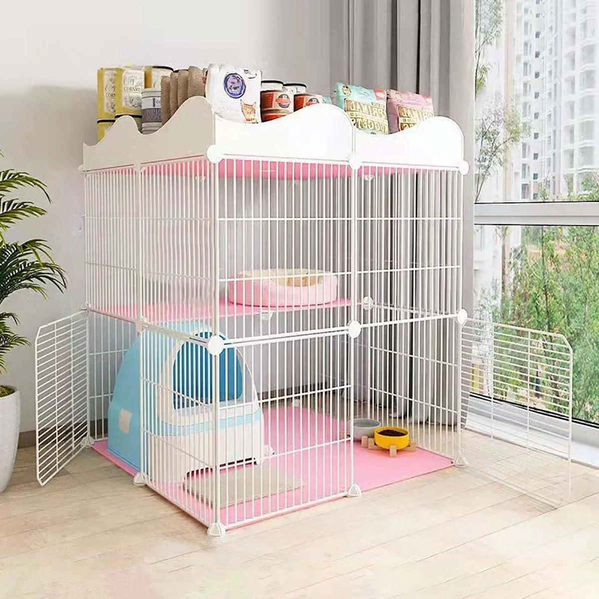 Cat Cage for Home Use, Indoor Pet Cat Large Free Space Luxury Small Cat House, Three-Layer Multi-Cat Portable Assembly Cage