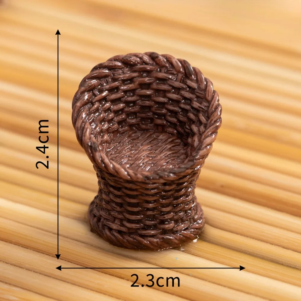 2pcs Resin Bamboo Basket Chair Dustpan 2-4cm Mini Dollhouse Miniature Furniture Multistyles Dollhouse Simulation Decoration