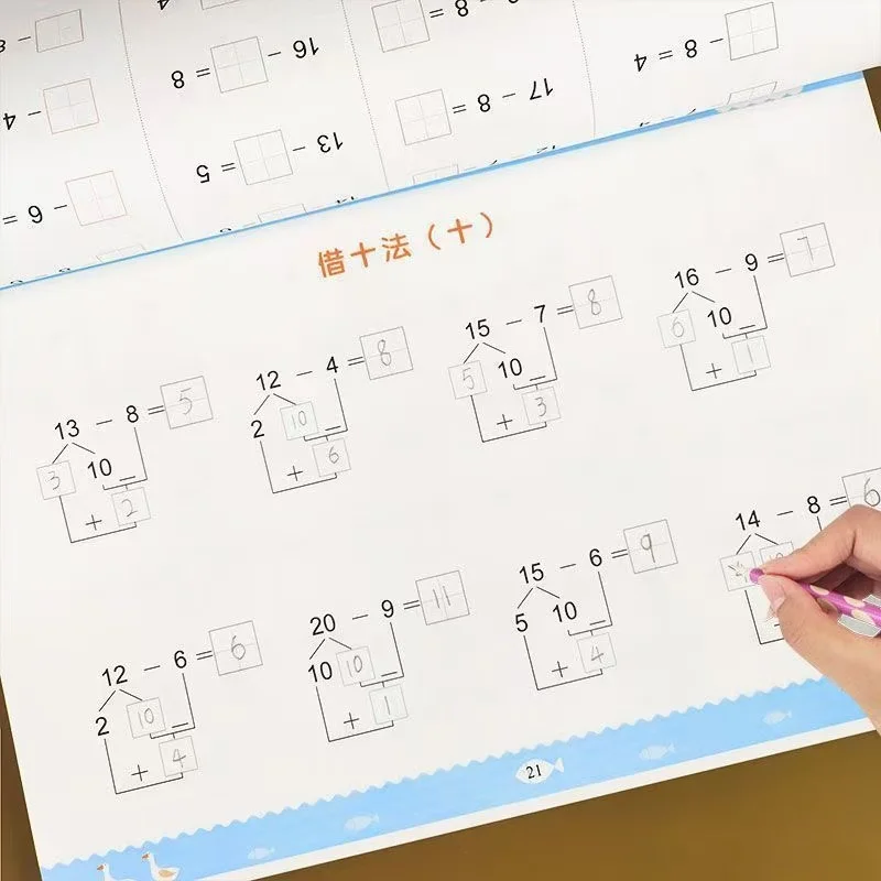 62 Pages/Book Addition and Subtraction Children's Learning Mathematics Workbook Handwritten Arithmetic Exercise Books Notebooks