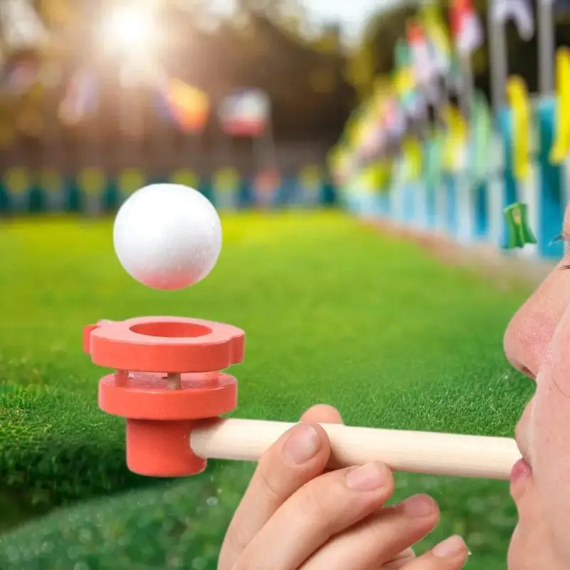 

Cartoon Animal Shape Wooden Suspension Ball Blower Children's Games Training Lung Capacity Toys Floating Blow Pipe Balls Game
