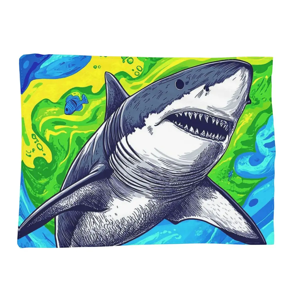 Deep Sea Shark Black Blanket Soft Warm Flannel Throw Blanket Plush for Bed Living room Picnic Travel Home Sofa