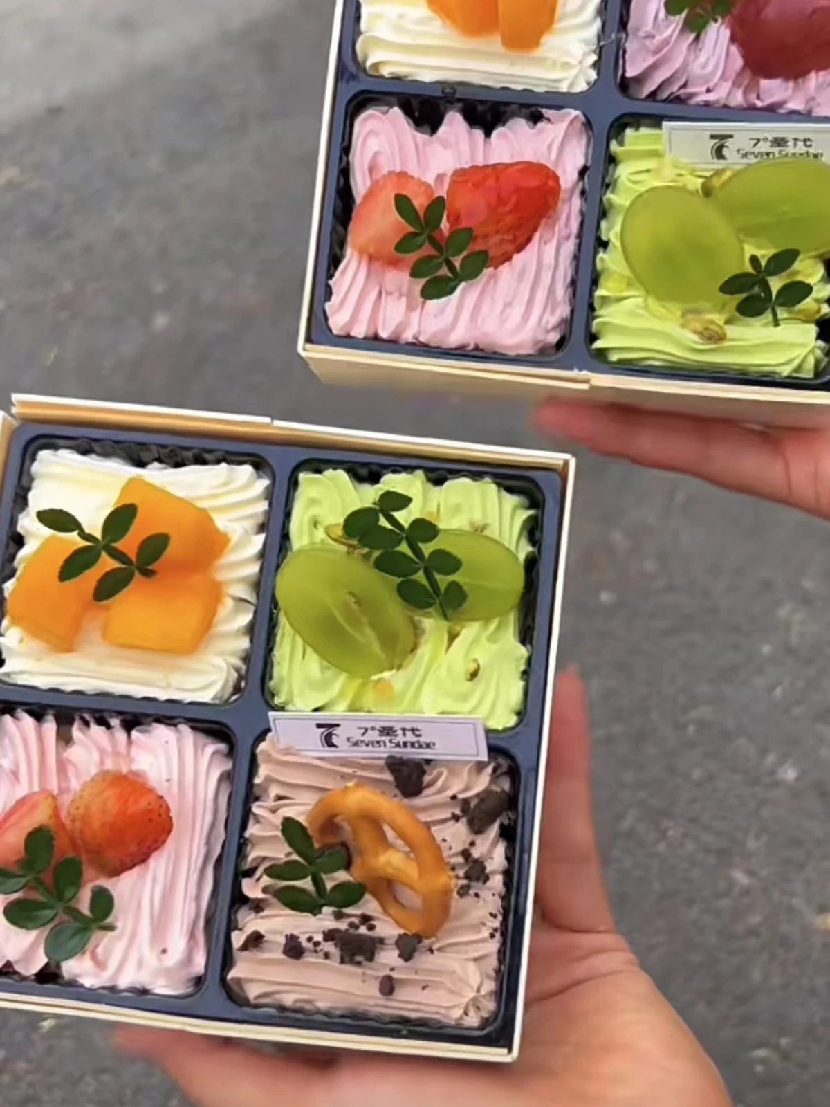 Caja de embalaje de postre Four-Happin, caja de embalaje de pastel pequeño de cuatro relas, pastelitos cremosos, ca...