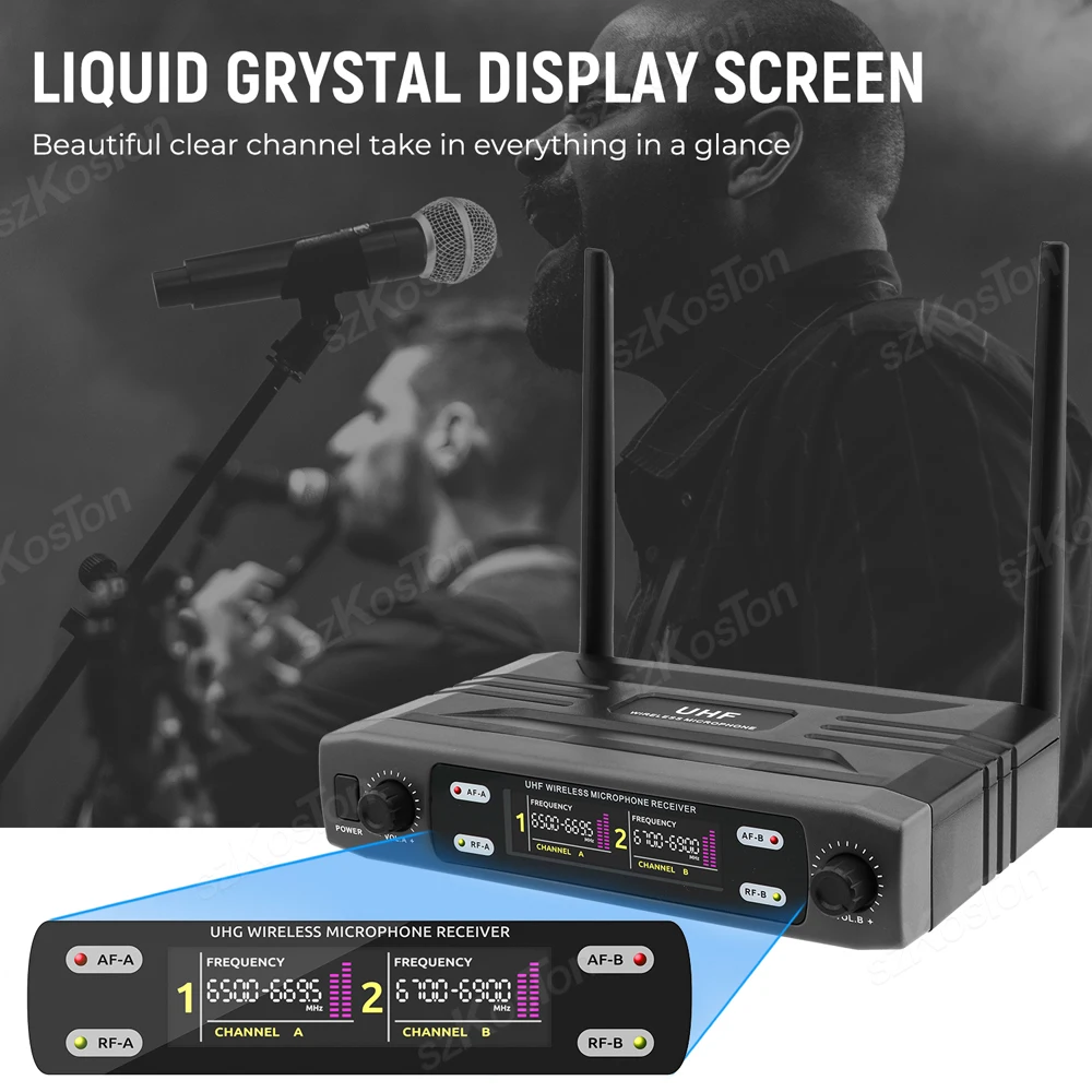 Professionelle UHF Wireless Mikrofon System Dual Kanal Handheld Karaoke Mikrofon Aufnahme Studio Party Stage Performance