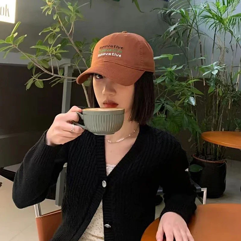 Casquette de baseball en coton doux pour hommes et femmes, chapeau de protection solaire, lettre d'amoureux coréenne, sports de plein air, cadeau de la journée de Léon, été