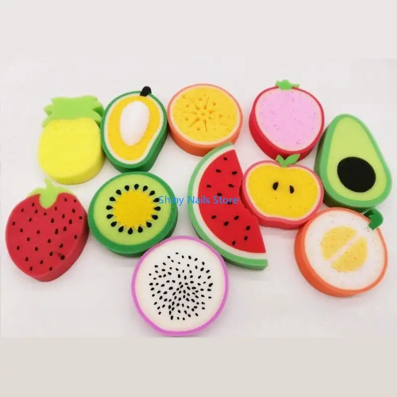 Schattig fruitvormige body scrubber zachte exfoliërende badspons douche reiniging