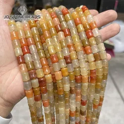 Natural Golden Silk Jade Bamboo Shape Joint Bead 8*10mm Colorful Loose Spacer Bead For Jewelry Making Diy Bracelet Accessories