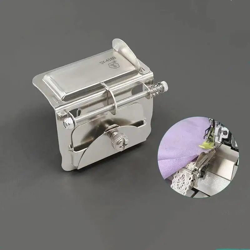 NEW Multi-purpose Flanging Tool Durable Stainless Steel Adjustable Overlock Machine Foot Fit Lace Elastic Webbing Sewing Craft