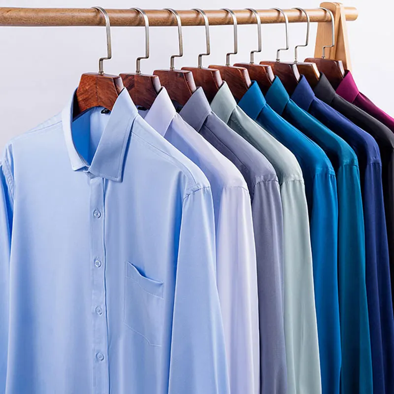 Spring autumn men's long-sleeved shirt solid color no-iron shirt Business casual professional tooling daily social dress