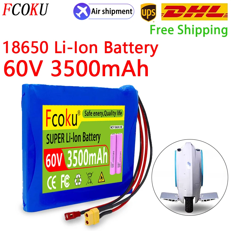 

FCOKU 16S1P 60V 3500mAh 18650 Lithium Ion Battery Pack,For Self Balancing Scooter Electric Unicycle 60V Rechargeable Battery