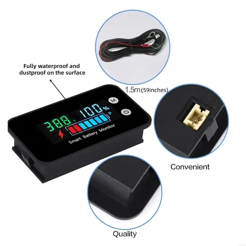  7-100V Battery Monitors, Digital Battery Capacity Tester,Car Battery Charges Levels Indicators Battery Power Indicators