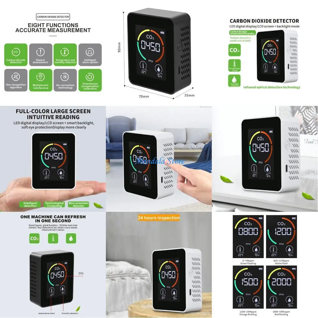 شاشة U2JC CO2 عالية الدقة تكنولوجيا الكشف البصري بالأشعة تحت الحمراء جهاز اختبار الهواء الزراعة زراعة مستودع الدفيئة