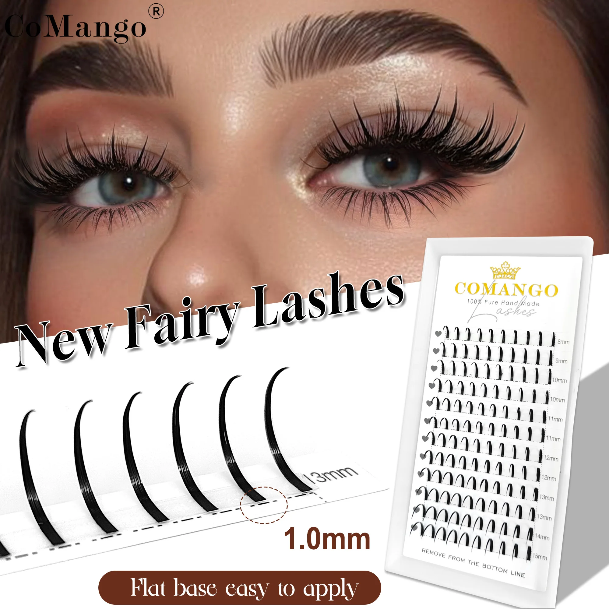 CoMango Hochwertige neue Fairy Spikes-Wimpern, Wimpernverlängerung, 12 Reihen, feiner Spike-Wimpern-Mix, 8–15 mm, Anime-Wimpern, Beauty-Make-up