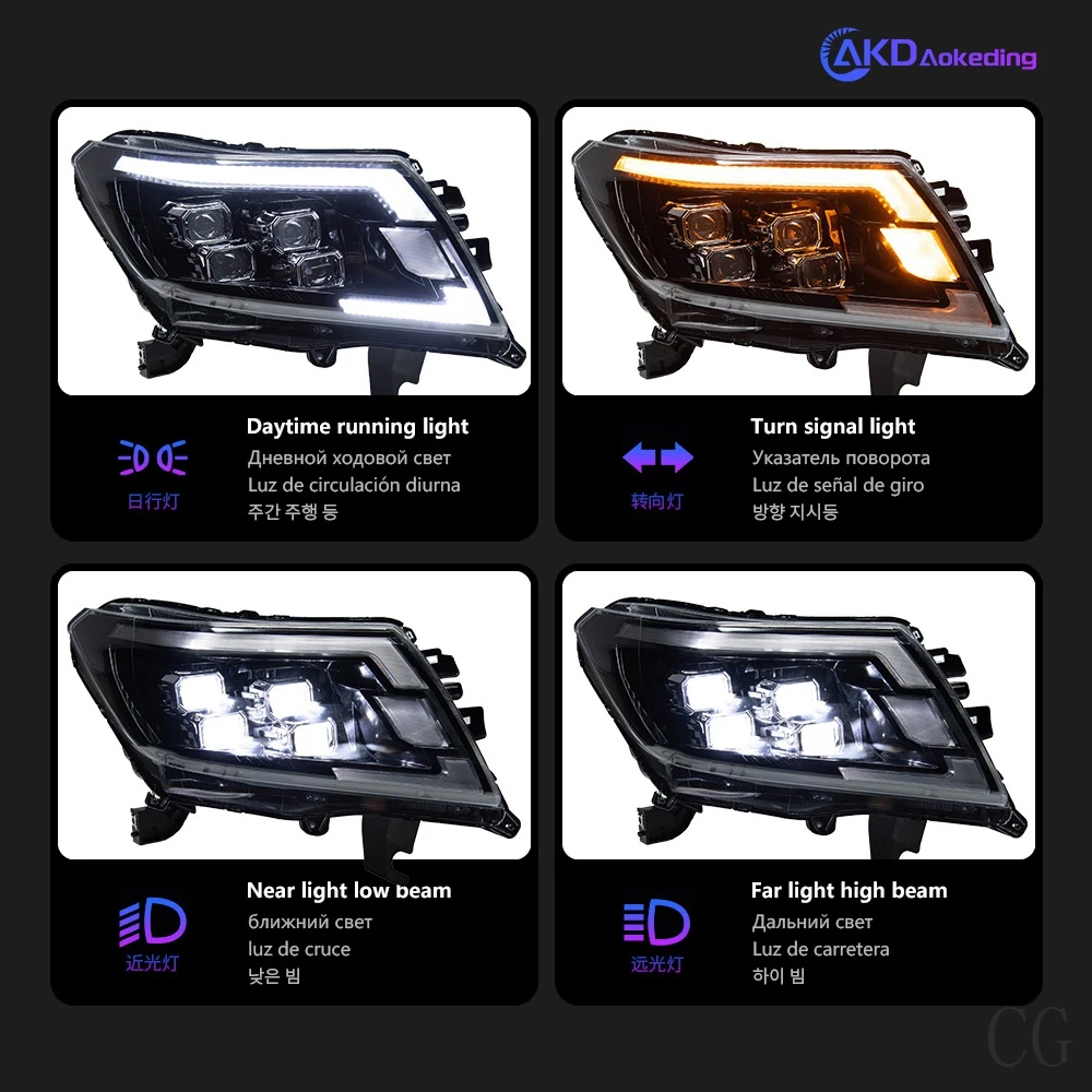 Farol de LED para Navara, Faróis, Carro Styling, DRL Signal Projector Lens, Auto Luzes Acessórios, Luzes, Head Lamp, NP300, 2014-2022