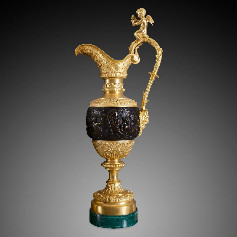 مزهرية الملكيت مع زخرفة نحاسية لتزيين المنزل #1