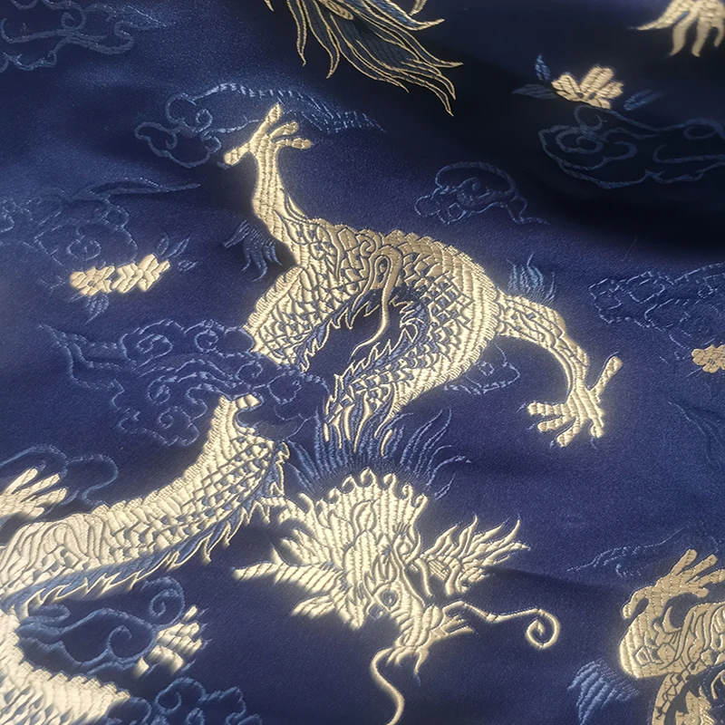 Blue Dragon Damask Yard tinto Jacquard arazzo raso 3D tessuto broccato per abito fodera per cuscino tenda Patchwork fai da te