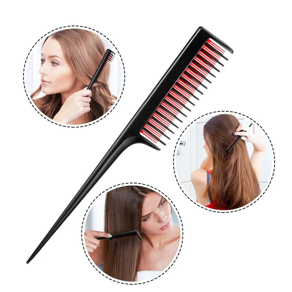1/3Pcs Anti-Static Pointed Tail Comb With Three Rows Of Teeth Teasing Comb Portable Hair Salon Comb Special For Real Hair Wigs