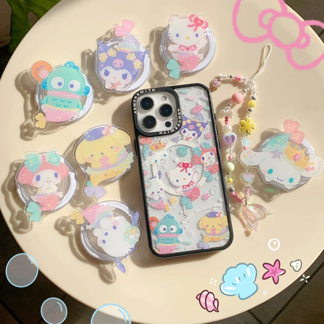 

Magsafe Magnetic holder Case Hello Kitty Kuromi for IPhone 11 12 13 14 15 16 17 Pro Max Plus Lovely Lens Creative black Border﻿