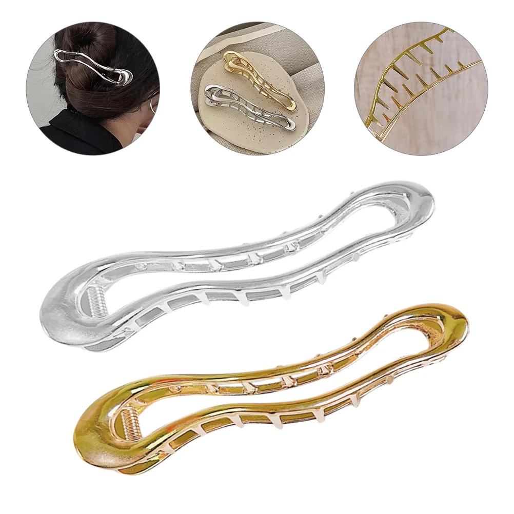 

2pcs Metal Banana Clips Claw Clips Thick Hair Stylish Ponytail Holder Durable Alloy Hair Accessories Daily Use Gift
