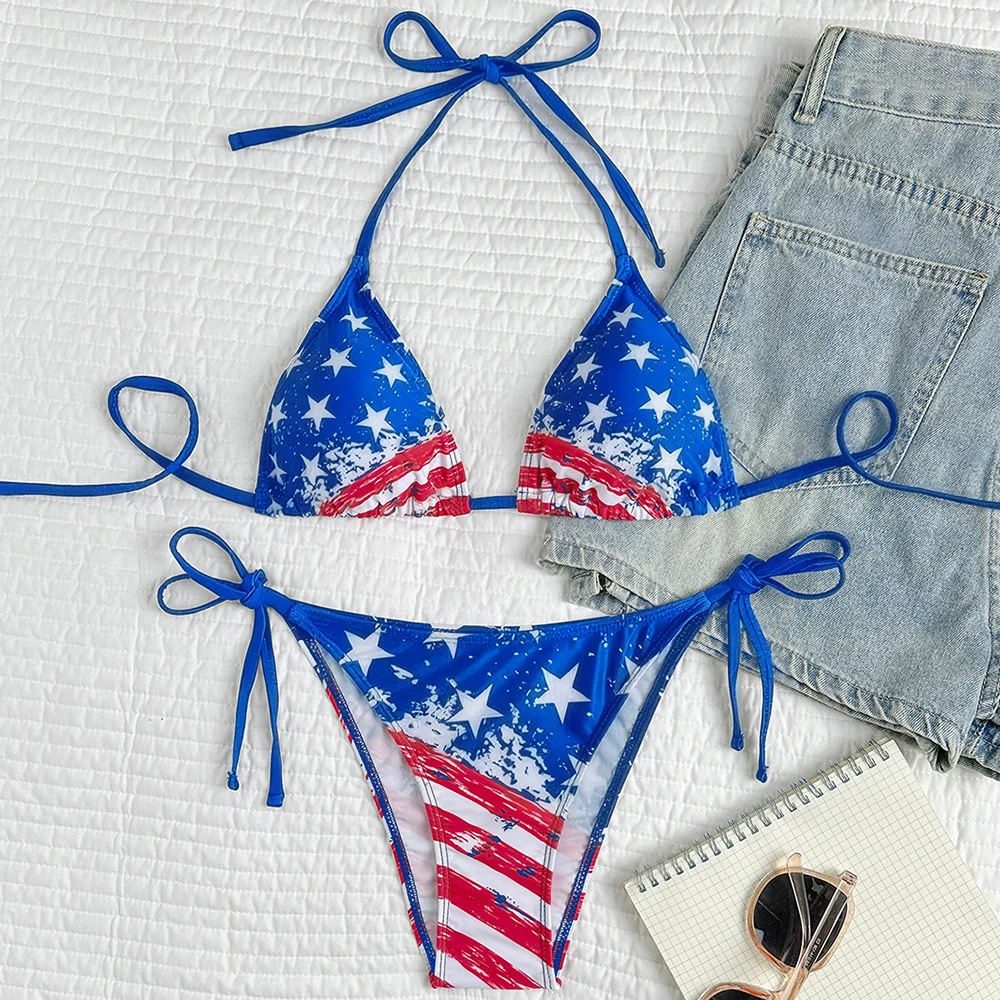 Sexy Bikini 2026 Women USA Flag Print Bra Underwear Lingerie Swimsuit Low Waist Bikinis Sets Beach Swimwear - Image 4