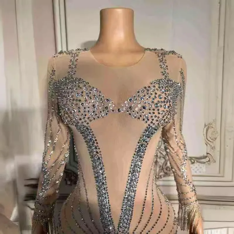 Sexy Transparent Dazzling Diamond Ball Dress Evening Ladies Elegant Gala Vestido De Gala Vestidos Para Mujer De Fiesta Elegantes