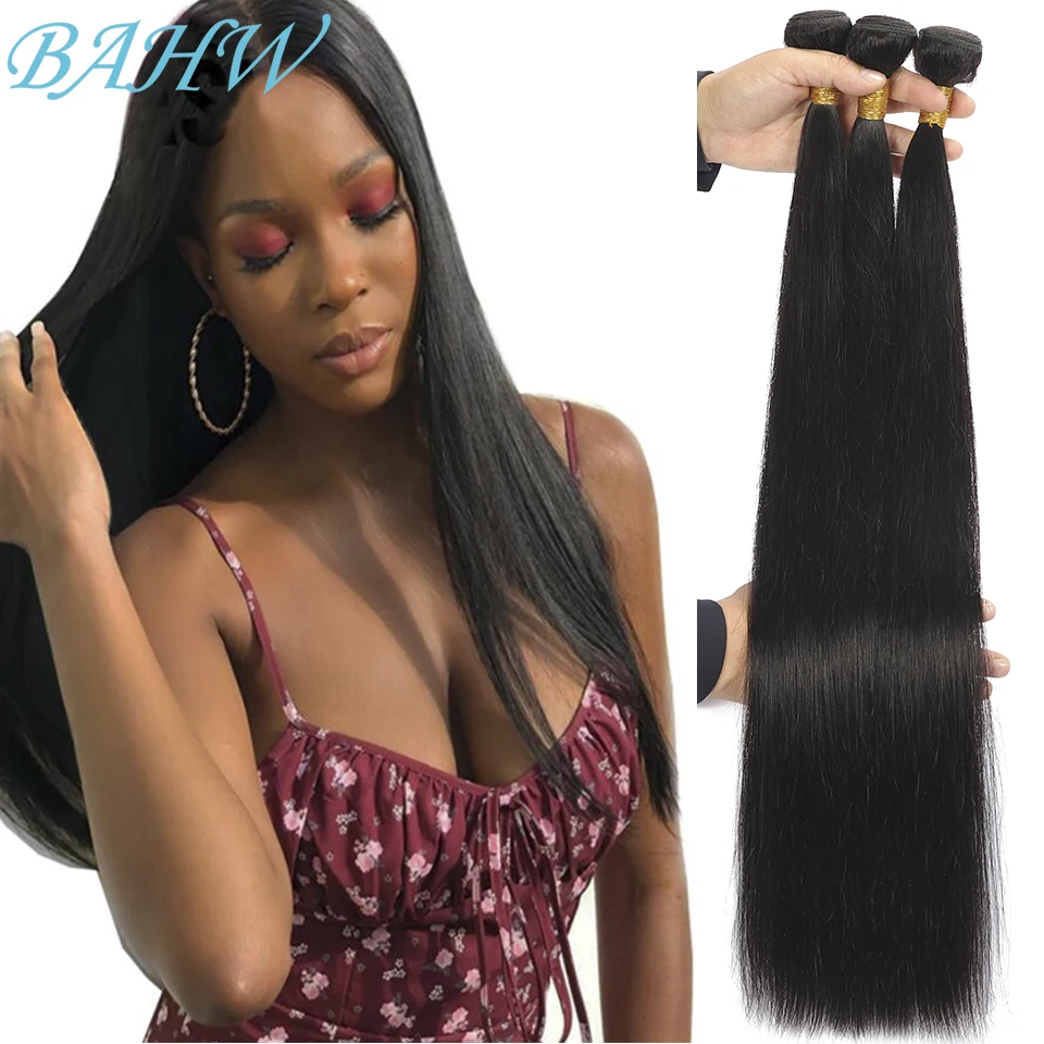 BAHW-Straight Human Hair Bundles para mulheres, 100% Raw Hair Weave, cor natural, cabelo virgem, 8-30 em, Deal