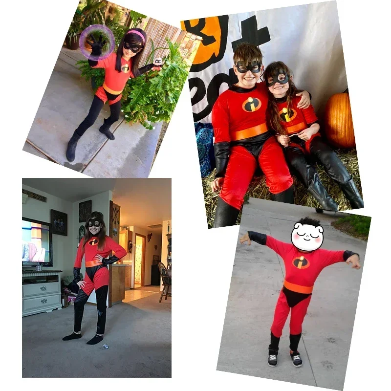 Disfraz de Cosplay de Anime The Increíbles, mono rojo, mono, máscara, trajes, disfraces de Halloween para hombres, mujeres y adultos