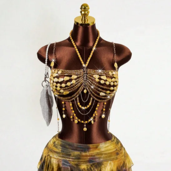 Hand-woven Irregular Beaded Bra Chain for Women Vetement Femme Sexy Top Bikini Crop Beach Party Dance Show Tassel Body Jewelry