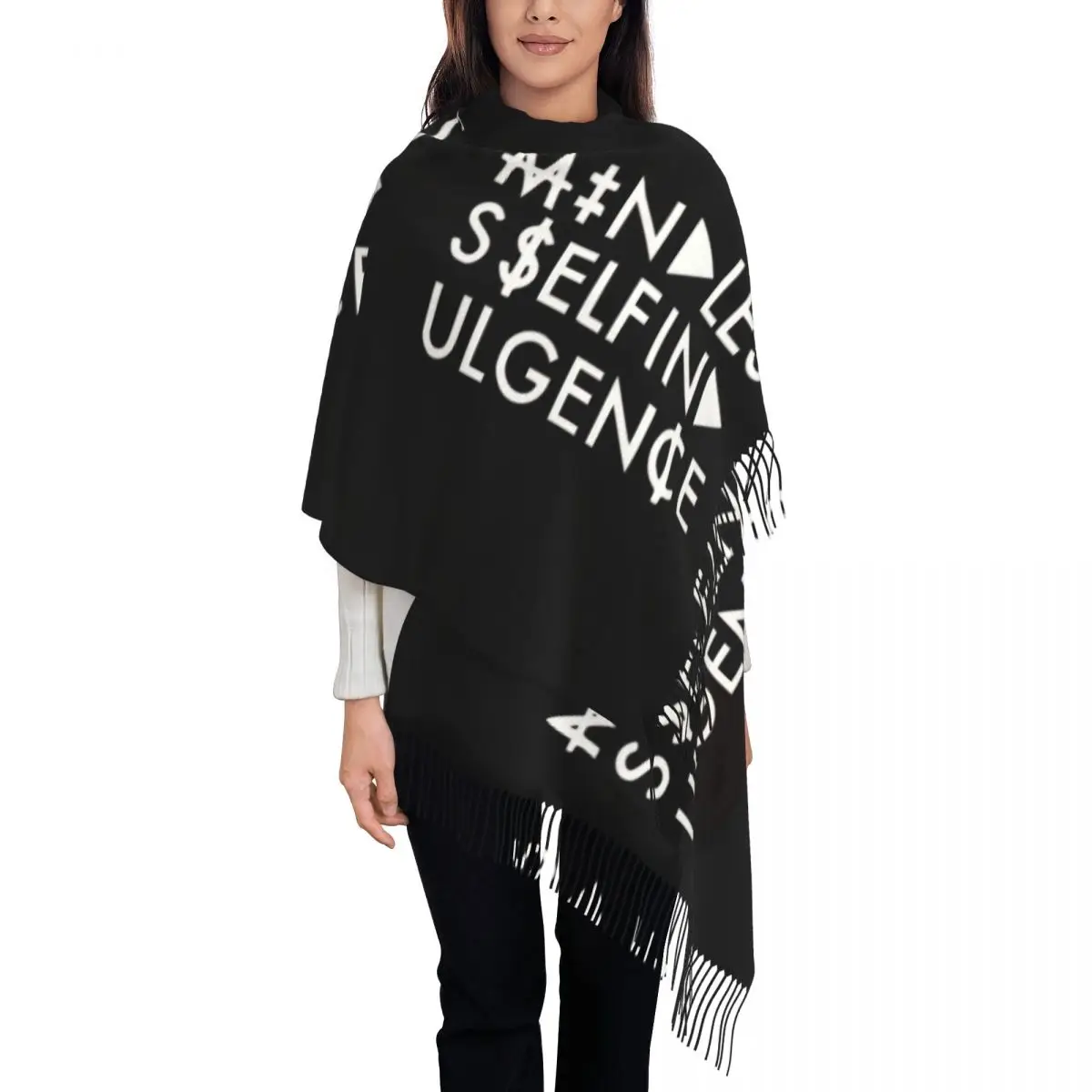 Custom Msi Mindless Hip Hop Rock Self Indulgence Scarf Wrap for Women Long Winter Fall Warm Tassel Shawl Unisex Electro Scarves