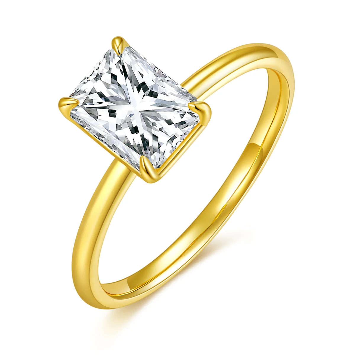 

Classic S925 silver plated 18K gold Redion cut high-end women moissanite ring main stone 8 * 6mm/2.0ct For Gift