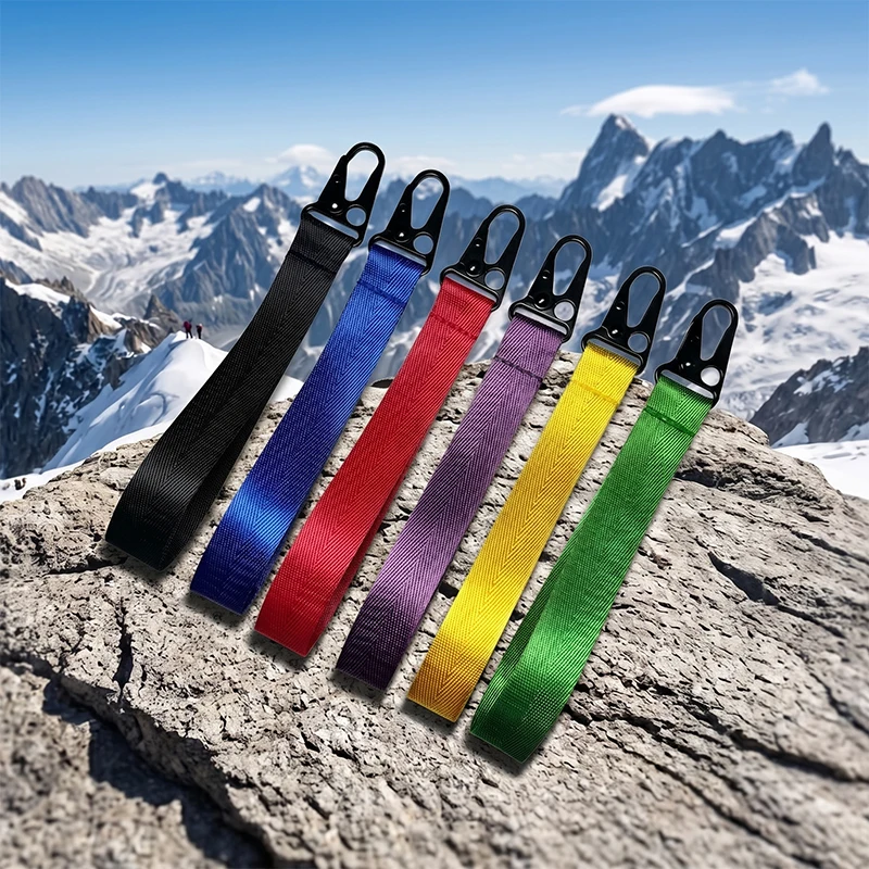 Climbing Carabiner Lanyard Nylon Webbing Wristlet Hiking Backpack Keychain Heavy Duty Key Strap Outdoor Survival Gear Combo Set