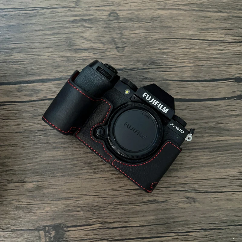 Genuine Leather Case Camera Bag Half Body Base for Fujifilm X-S10 Fuji XS10 Mirrorless Camera Protective Opening Bottom Cover